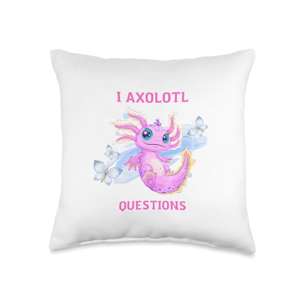 8579 A is for Axolotl Questions Tee for Kids and Adults Throw Pillow